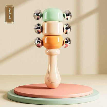Wooden baby rattle toy set with natural materials for safe play