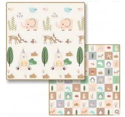 Foldable foam play mat featuring animals and nature scenes for toddlers