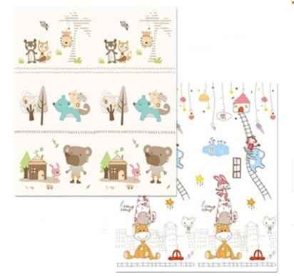 Waterproof foldable play mat with puzzle-like educational patterns